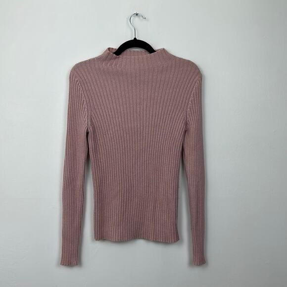 Mansur Gavriel Pink Ribbed Turtleneck Sweater - Picture 2 of 5